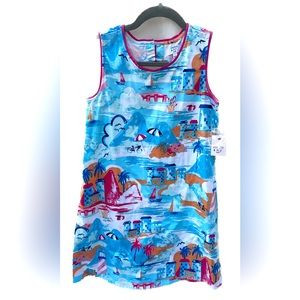 NWT Crown & Ivy Kid’s dress; “Scenic Harbor Island” print; size L girls